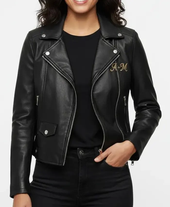 Special Valentine`s Day You Balance Me Biker Black Leather Jacket