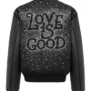 Starry Rhinestone Leather Jacket