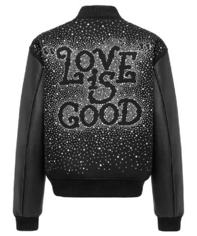 Starry Rhinestone Leather Jacket