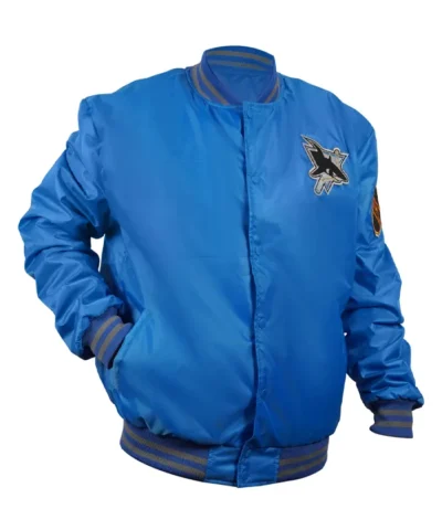 NHL San Jose Sharks Blue Starter Half-Zip With Button Jacket