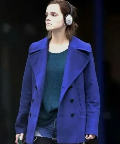 Emma Watson Double Breasted Blue Peacoat