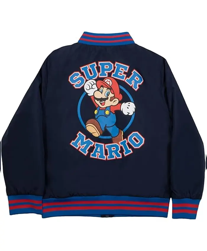 Super Mario Varsity Navy Blue Jacket Style 2