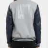 Supreme Gray and Navy Blue Varsity Jacket