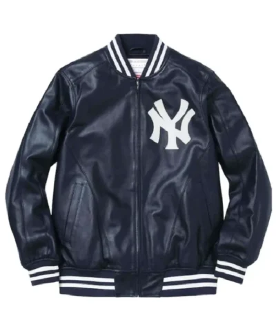 Supreme NY Yankees Varsity Full-Zip Leather Jacket