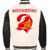 Tampa Bay Buccaneers Retro Classics Rib Eggshell Full-Zip Varsity Jacket Style 1