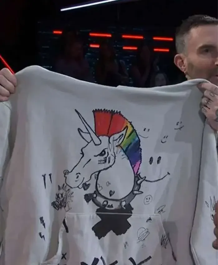 The Voice Team Adam Levine White Printed Hoodie