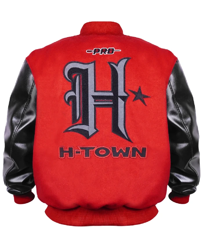 Texans H-Town Red and Black Varsity Jacket