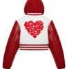 The Lovers Club Valentine Day Varsity Cropped Hooded Jacket