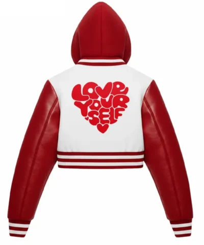 The Lovers Club Valentine Day Varsity Cropped Hooded Jacket