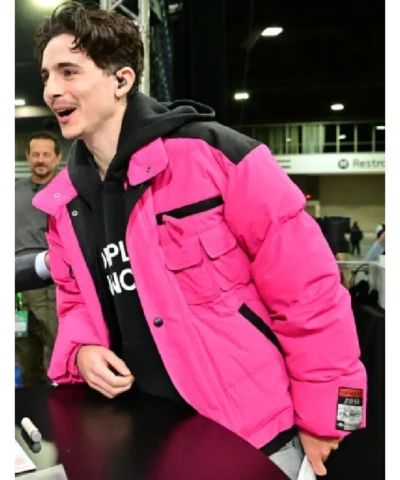 Timothee Chalamet Pink Puffer Jacket