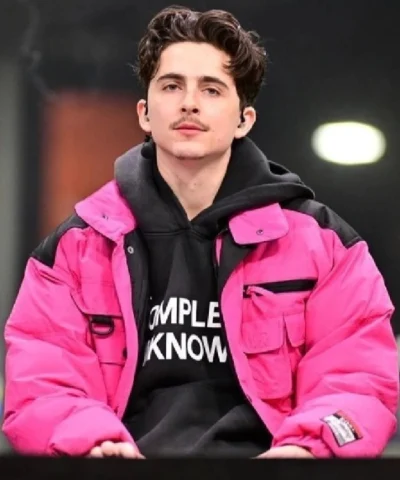 Timothee Chalamet Pink Puffer Jacket