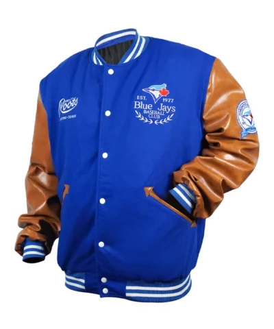 Toronto Blue Jays Blue And Brown Letterman Varsity Jacket