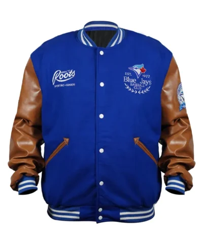 Toronto Blue Jays Blue And Brown Bomber Varsity Jacket