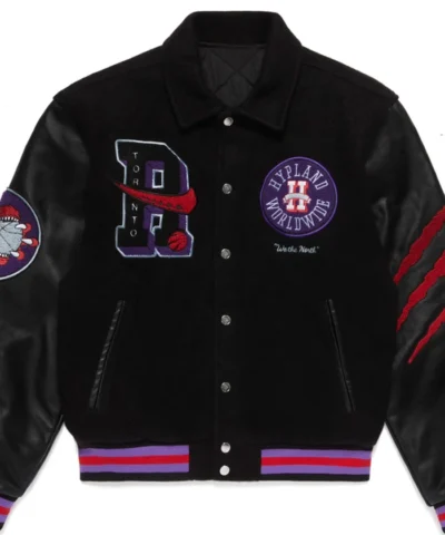 Toronto Raptors Black Letterman Leather Jacket
