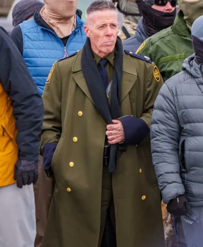 US Border Patrol Gregory Bovino Green Wool Trench Coat