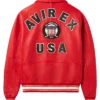 Unisex - Avirex Varsity Bomber Red Leather Jacket