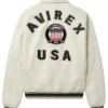 Unisex - Avirex Varsity Bomber White Leather Jacket