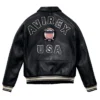 Unisex - Avirex Varsity Bomber Black Leather Jacket