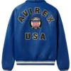 Unisex - Avirex Varsity Bomber Blue Leather Jacket