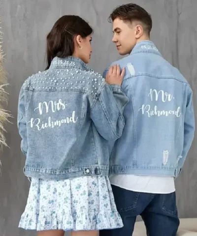 Valentine Couple Hands Printed Jean Jackets