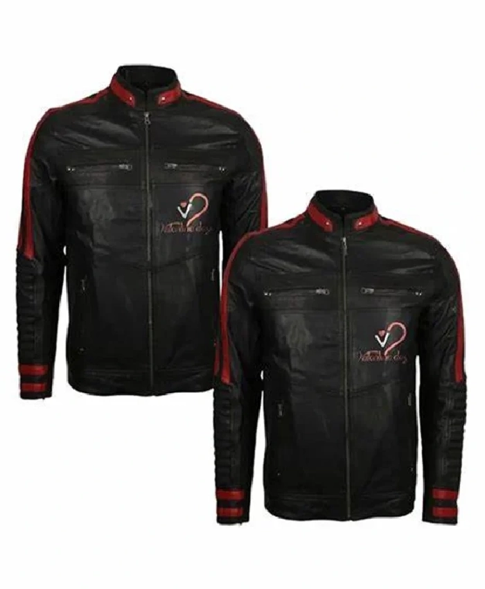 Valentine Day Couples Black Biker Leather Jacket