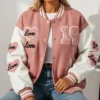 Valentine Day Pink Love Patch Varsity Jacket