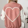 Valentine Day Pink Love Patch Wool Varsity Jacket