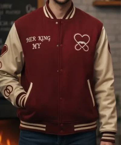 Valentine Matching Couple Varsity Jacket For Man
