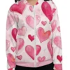 Pink Heart Printed Bomber Jacket