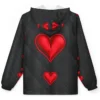 Valentine`s Day Red Heart Pattern Windbreaker Hooded Jacket
