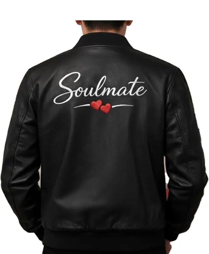 Valentine`s Day Soulmate Black Leather Jacket