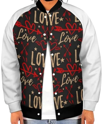 Valentines Day Baseball Bomber Varsity Jacket