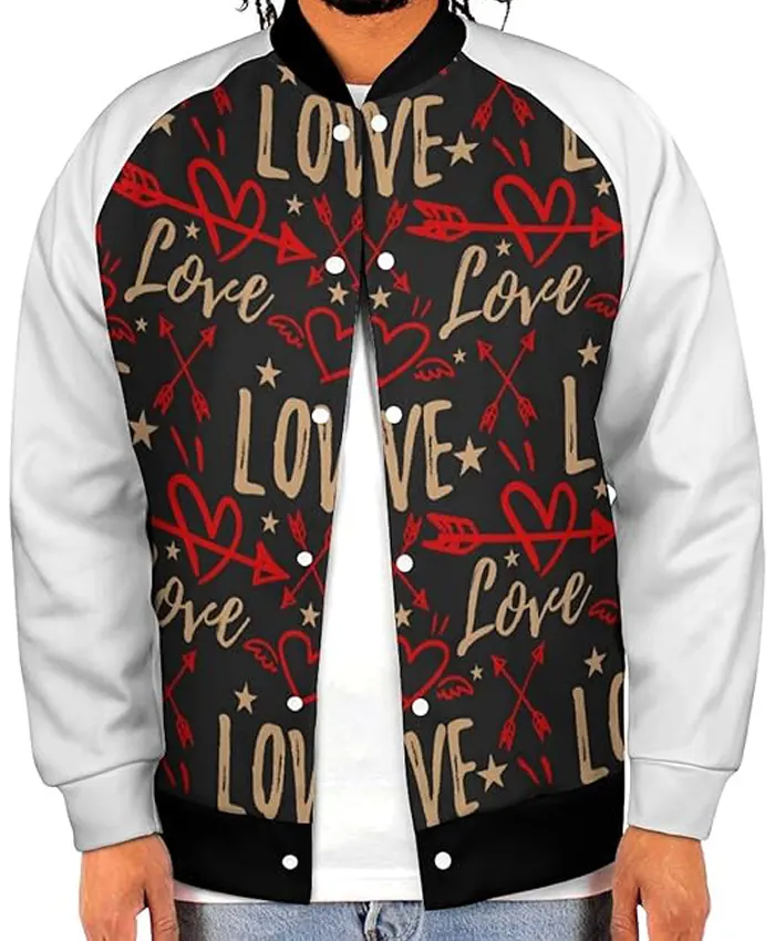 Valentines Day Baseball Bomber Varsity Jacket