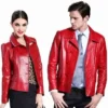 Valentines Day Couple Red Leather Jacket