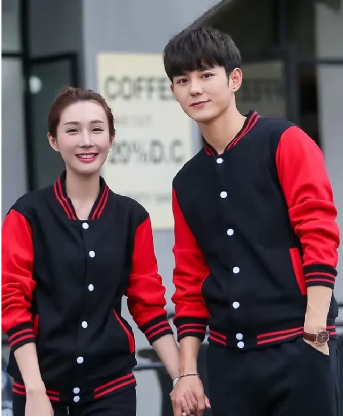Valentines Day Couples Red and Black Varsity Jacket
