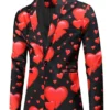 Valentines Day Hearts Printed Black Blazer