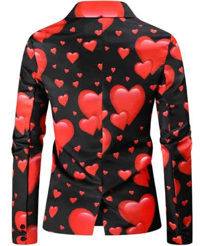 Alternative view of Valentines Day Hearts Printed Black Blazer