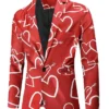 Valentines Day Hearts Printed Red Blazer
