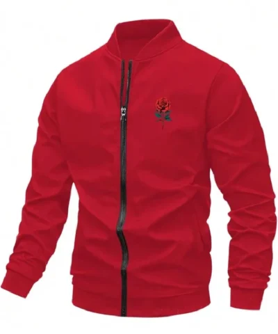 Valentine’s Day Men Romantic Rose and Slogan Print Jacket