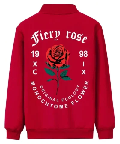 Valentine’s Day Men Romantic Rose and Slogan Print Jacket