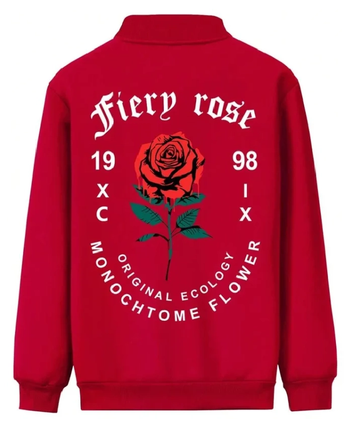 Valentine’s Day Men Romantic Rose and Slogan Print Jacket