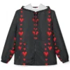 Valentine Red Heart Pattern Windbreaker Jacket