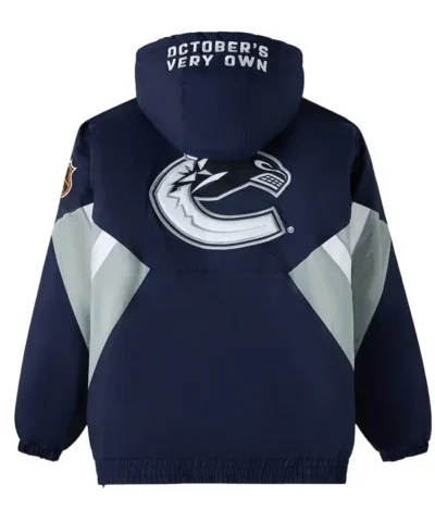 Vancouver Canucks OVO Half-Zip Hooded Blue Jacket