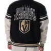 Vegas Golden Knights Drop Shoulder Full-Snap Black Varsity Jacket