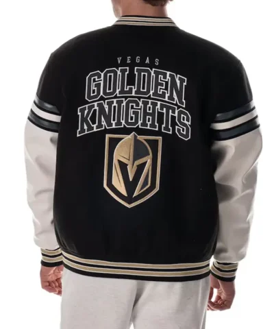 Vegas Golden Knights Drop Shoulder Full-Snap Black Varsity Jacket