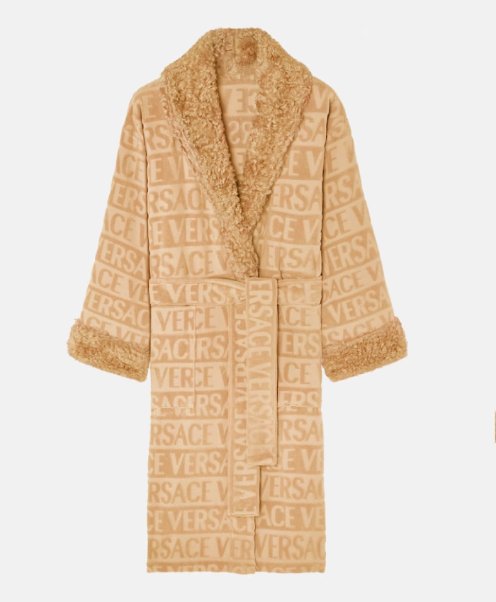 Versace Allover Fur Beige Robe