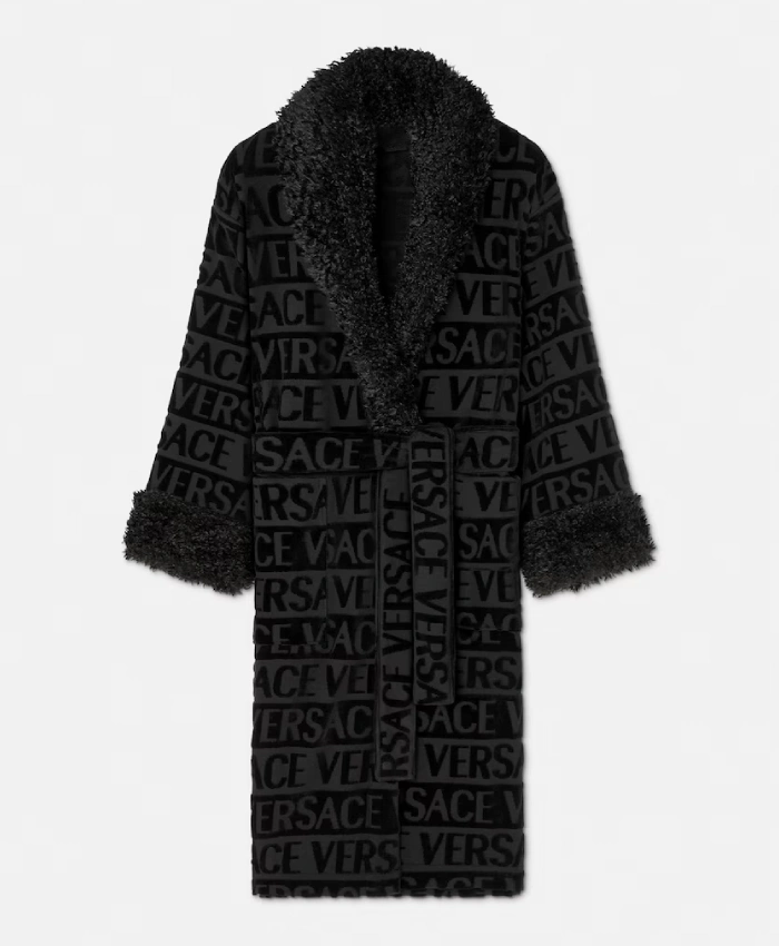 Versace Black Allover Fur Robe