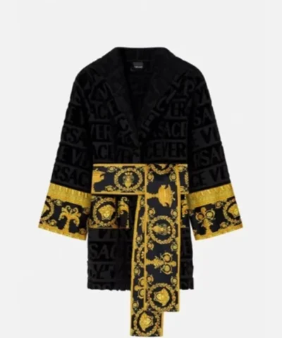 Versace Hooded Short Black Robe