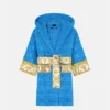Versace Hooded Short Blue Robe