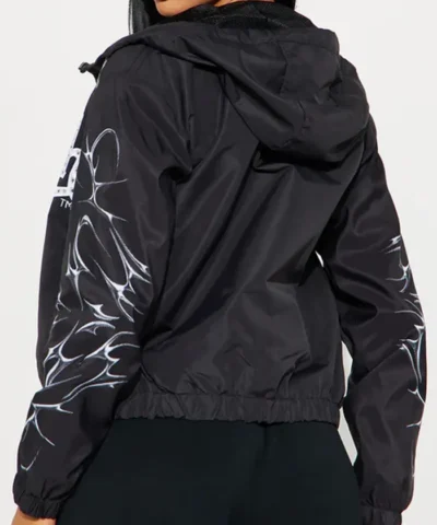 Von Dutch Crystal Heart hooded Black Bomber Jacket